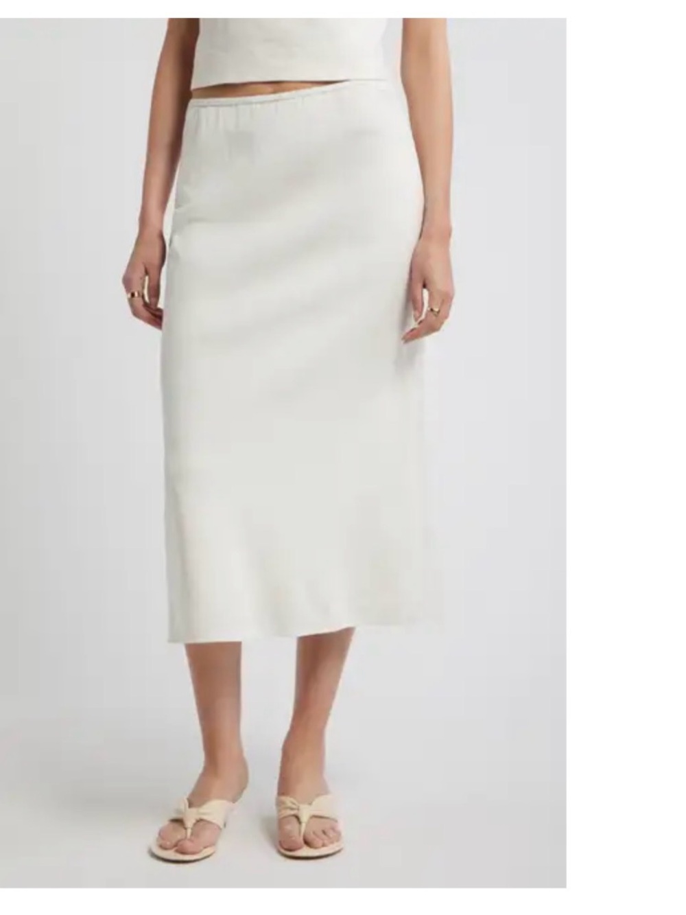 Nordstrom Linen Midi Slip Skirt in ivory tofu